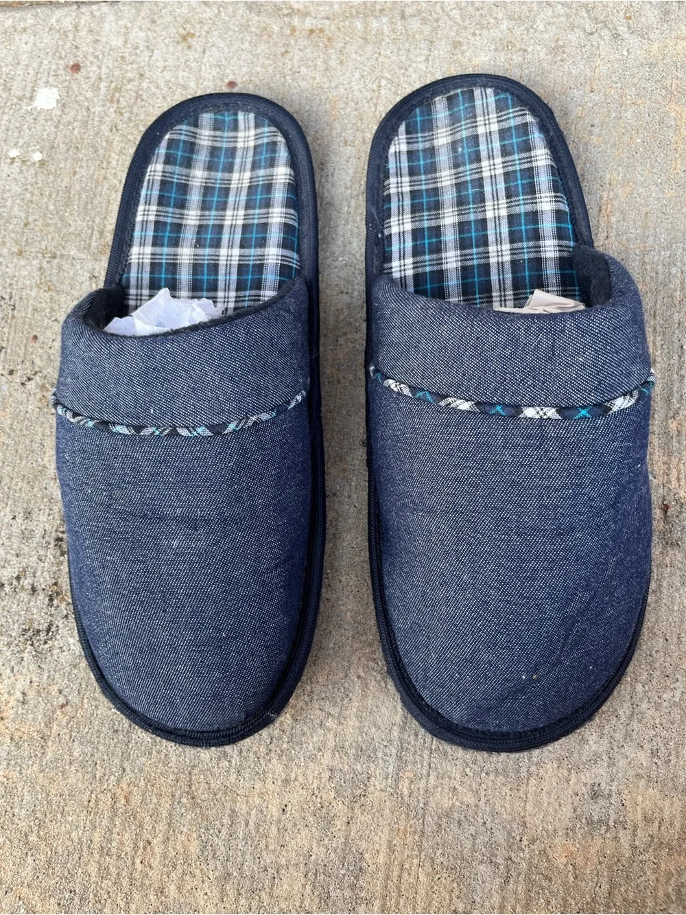 Men's Denim-Style Navy Slip-On Indoor Loafers